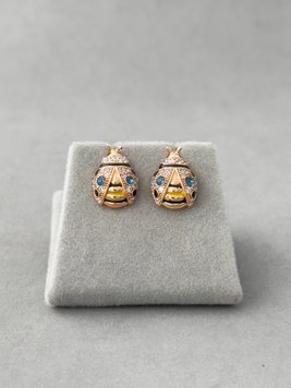 Сережки Бджілки з камінчиками S107 фото