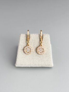 Сережки-підвіски з фіанітами S1271 - 1 - iriska.com.ua