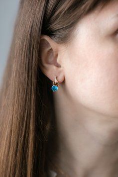 Сережки з блакитним камінчиком S634 - 1 - iriska.com.ua