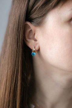 Сережки з блакитним камінчиком S634 - 1 - iriska.com.ua