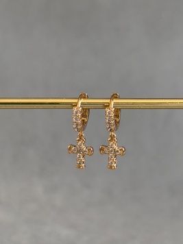 Сережки підвіски з медичного золота з хрестиком S541 - 1 - iriska.com.ua