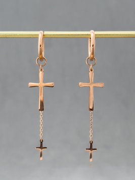 Сережки-підвіски з хрестиками S280 фото