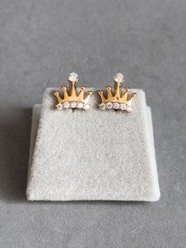 Дитячі сережки корона з фіанітами S719 S719 - 1 - iriska.com.ua