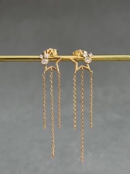 Сережки зірочки з підвіками S595 - 1 - iriska.com.ua