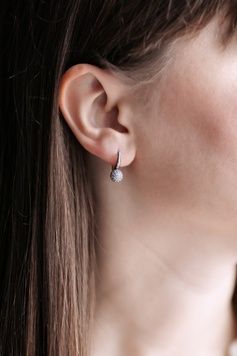 Вишукані сережки з родієвим покриттям S239 S239 - 1 - iriska.com.ua