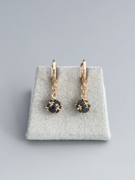 Сережки з чорними камінчиками S1245 - 1 - iriska.com.ua