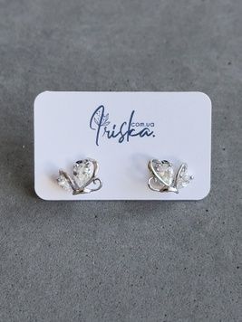 Сережки-гвіздочки з медичного срібра з фіанітами S383 - 1 - iriska.com.ua
