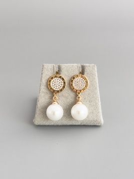 Сережки-підвіски з перлинками S1293 - 1 - iriska.com.ua