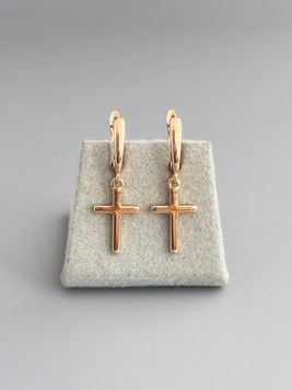 Сережки підвіски з хрестиками в позолоті S1136 - 1 - iriska.com.ua
