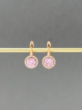 Вишукані сережки з рожевим камінчиком S221 фото