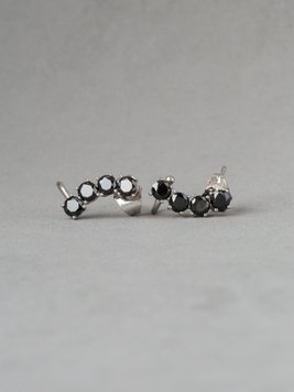 Сережки-кафи з чорними камінчиками S964 фото