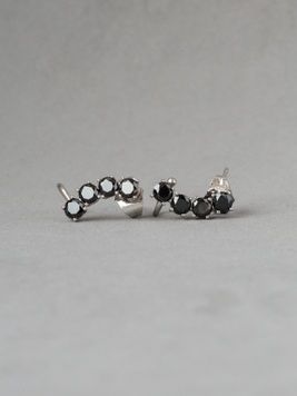 Сережки кафи медичне золото з чорними камінчиками S964 - 1 - iriska.com.ua
