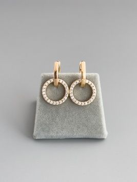 Сережки 2 в 1 з медичного золота S1361 - 1 - iriska.com.ua