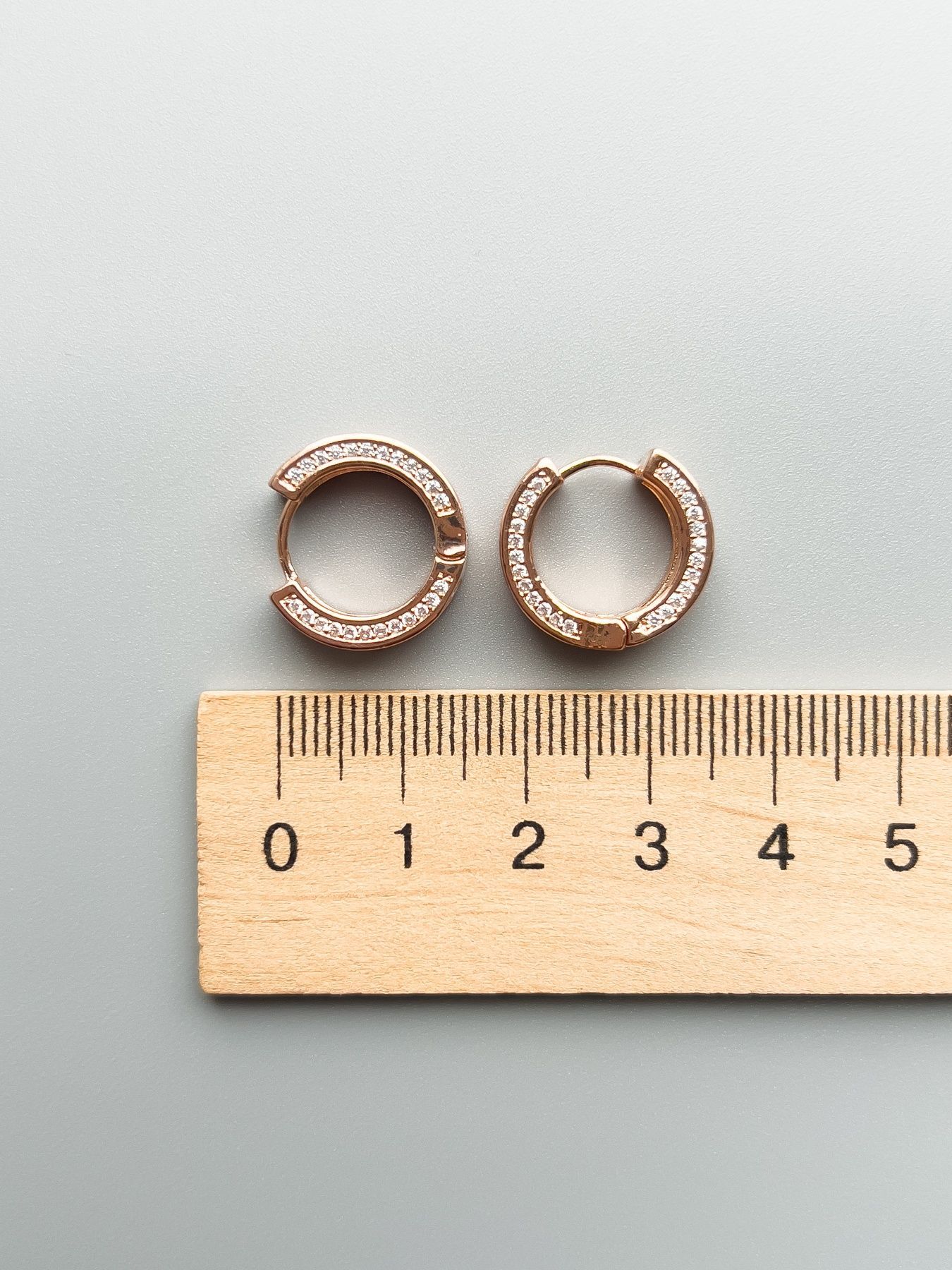 Сережки кільця в камінчиках позолота S639 - 2 - iriska.com.ua