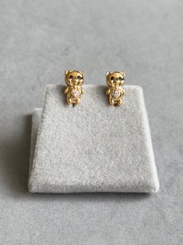 Ніжні сережки ведмедики з медичного золота S792 фото