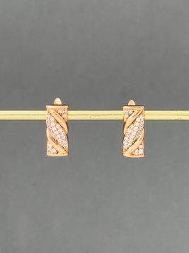 Сережки з фіанітами на англійській застібці S228 фото