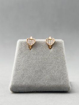 Сережки з фіанітами у вигляді сердечка S154 - 1 - iriska.com.ua