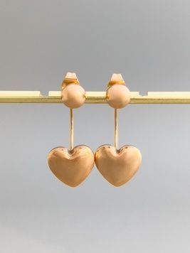 Сережки джекети з серденьком S544 - 1 - iriska.com.ua