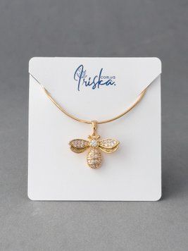Кулон у вигляді бджілки з фіанітами P24950 - 1 - iriska.com.ua