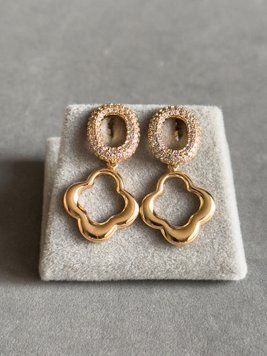 Сережки з підвісками конюшинами S557 - 1 - iriska.com.ua