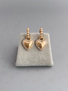 Сережки 2 в 1 зі зйомним сердечком S017 - 1 - iriska.com.ua