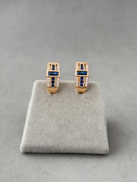 Сережки з синіми камінчиками S231 фото