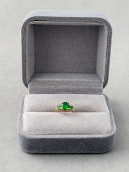 Сережка кафа з медичного золота з зеленими камінчиками S157 - 1 - iriska.com.ua