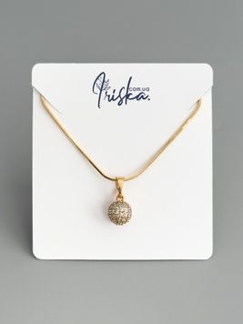 Ніжне кольє з кулькою усіяною сяючими камінчиками P455 - 1 - iriska.com.ua