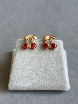 Дитячі сережки вишеньки S748 - 1 - iriska.com.ua