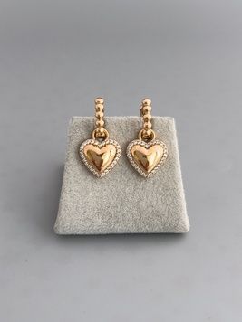 Сережки 2 в 1 зі зйомним сердечком S017 - 1 - iriska.com.ua