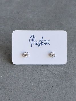 Сережки гвіздочки в срібному кольорі S433 - 1 - iriska.com.ua