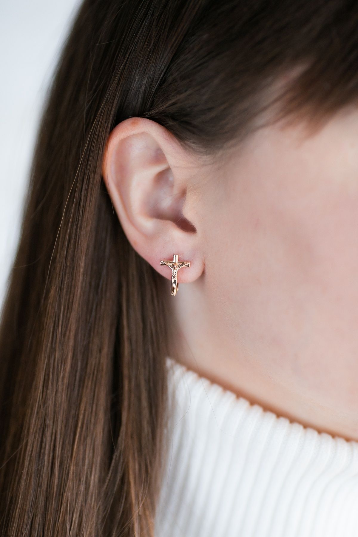 Сережки кільця з хрестиками S477 - 3 - iriska.com.ua