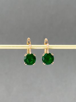 Сережки з зеленим камінчиком в золоті S234 фото