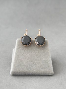Вишукані сережки з чорними камінчиками S087 - 1 - iriska.com.ua