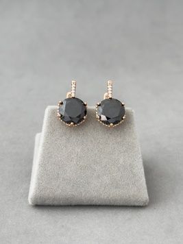 Вишукані сережки з чорними камінчиками S087 - 1 - iriska.com.ua
