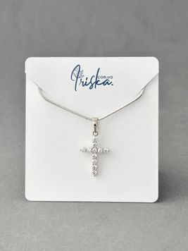 Сяючий хрестик у білому золоті P290 - 1 - iriska.com.ua
