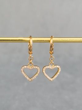 Вишукані сережки серденька з фіанітами S890 S890 - 1 - iriska.com.ua