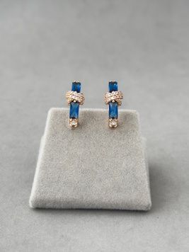 Сяючі сережки з синіми камінчиками S090 - 1 - iriska.com.ua