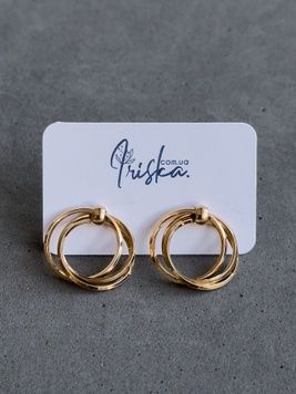 Стильні сережки з медичного золота S374 S374 - 1 - iriska.com.ua