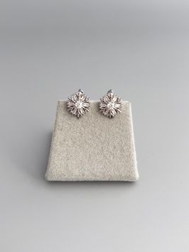 Сережки Сніжинка з камінчиками, родій S1079 - 1 - iriska.com.ua