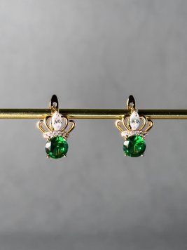 Сережки з перлами і синіми вставками S614 - 1 - iriska.com.ua