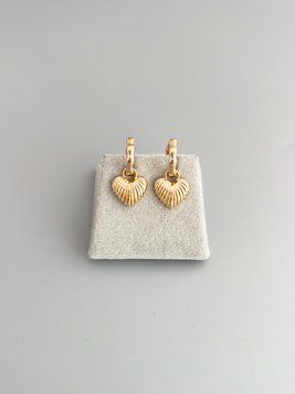 Сережки підвіски сердечка без камінчиків S1011 - 1 - iriska.com.ua