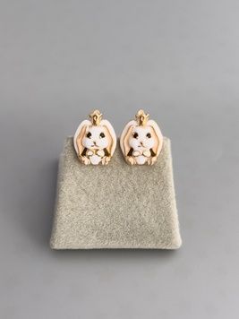 Сережки зайчики для дівчаток з медичного золота S055 - 1 - iriska.com.ua