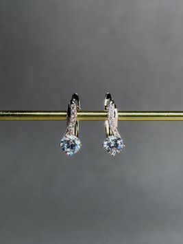 Сережки з камінчиками в білому золоті S616 - 1 - iriska.com.ua