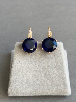 Сережки з масивним синім камінчиком S528 - 1 - iriska.com.ua