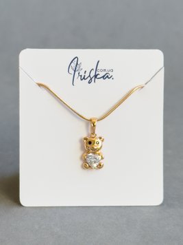 Золота підвіска Ведмедик з серденьком P13950 фото
