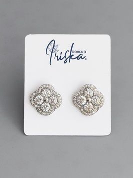 Сережки конюшинки в камінчиках S530 - 1 - iriska.com.ua