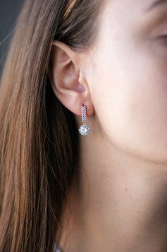 Сережки доріжки з камінчиком S665 - 1 - iriska.com.ua