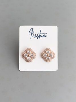 Сережки конюшинки з позолоти в камінчиках S899 - 1 - iriska.com.ua