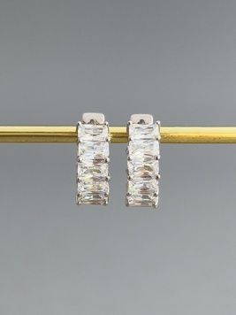 Сережки кільця сяючі камінчики родій S813 - 1 - iriska.com.ua